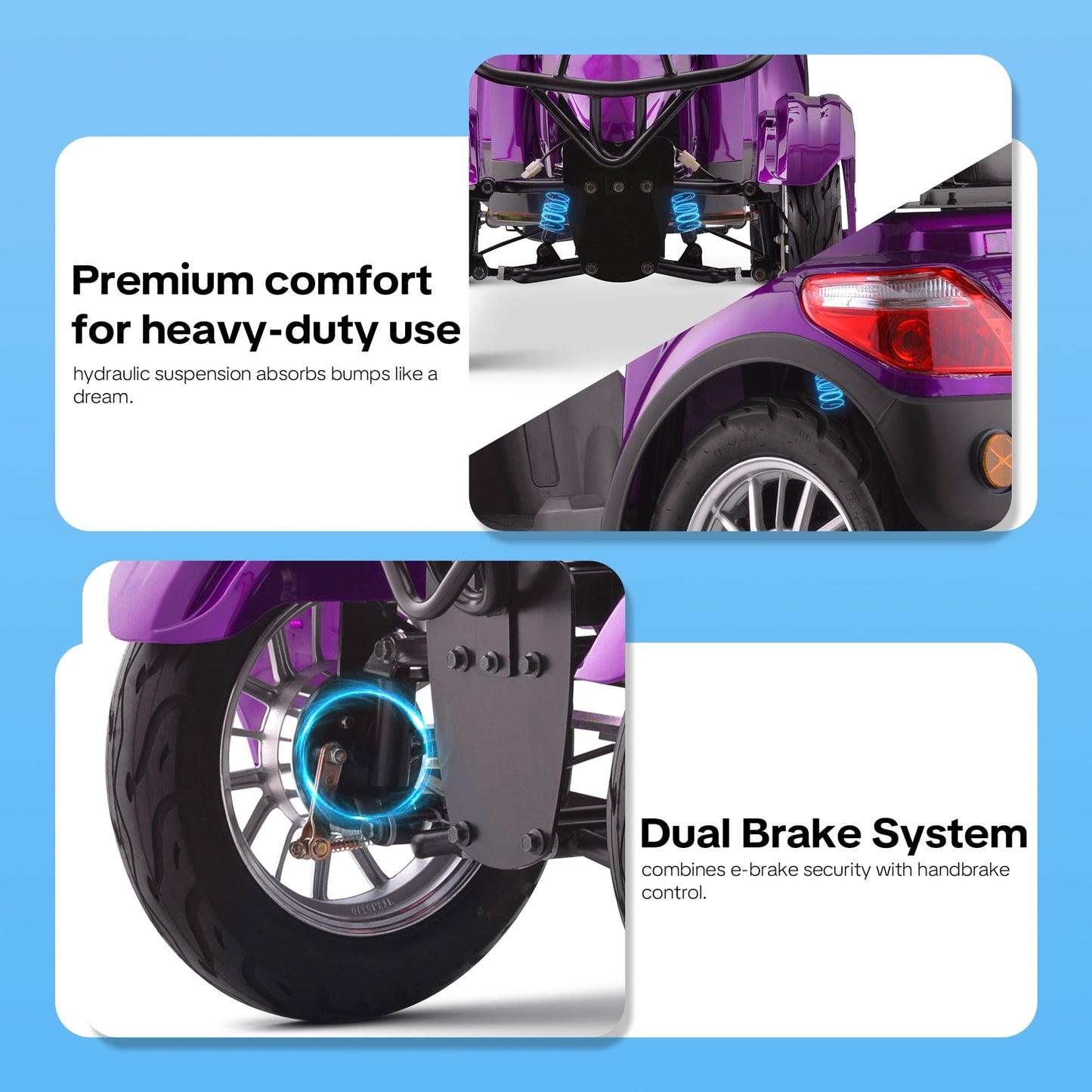 Upgrade Heavy Duty 4 Wheel Mobility Scooters for Seniors & Adults 500lbs Capacity,Arshin 800W All Terrain Fast Mobility Scooter for Travel,Electric Powered Chair,25 Miles Rang,Remote Key(Purple)