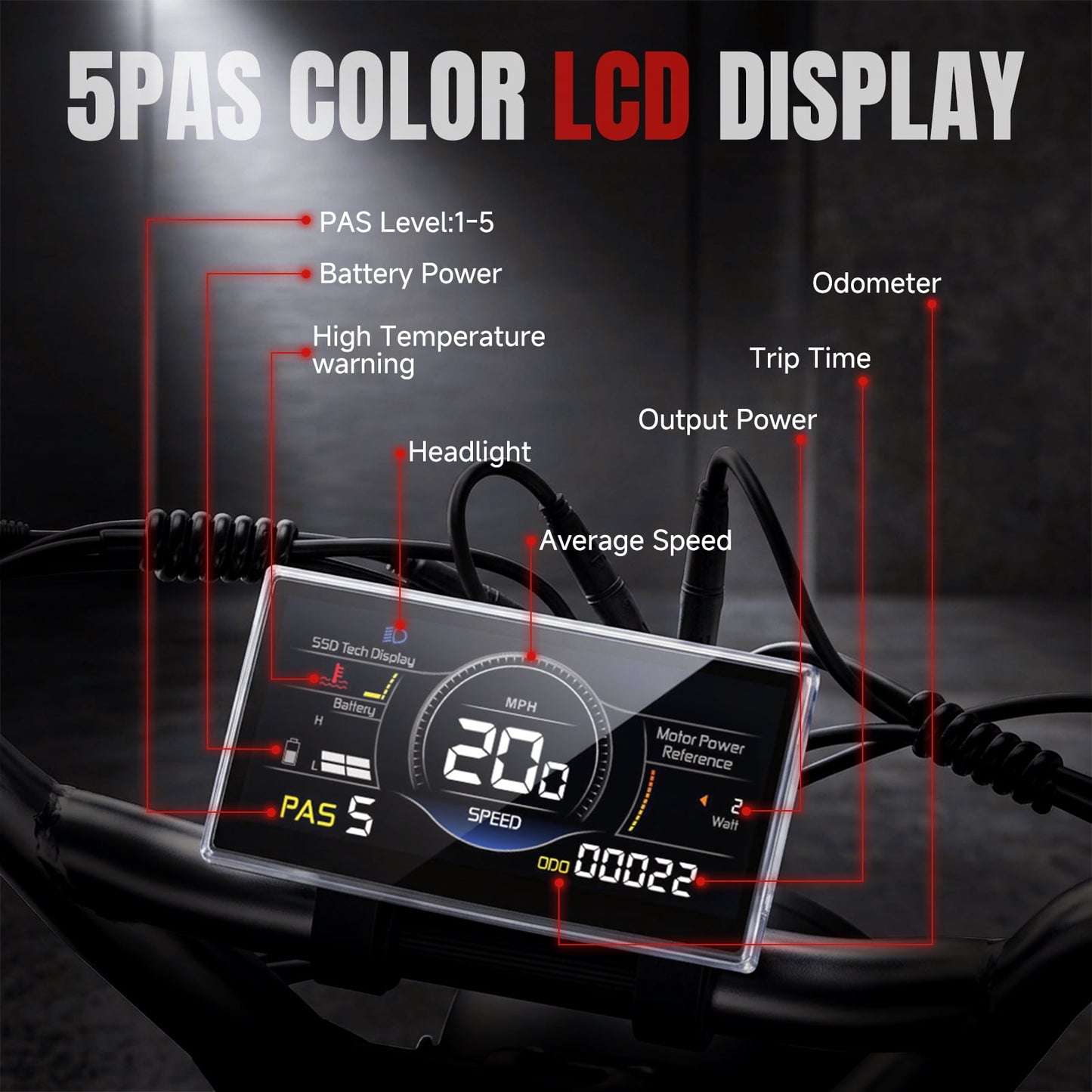 MOSTA Electric Bike for Adults Peak 1500W Motor, 20"x4" Fat Tire, E Mountain Bike, 48V/15AHElectric Mountain Bike with 7 Speeds for Adults & Teens