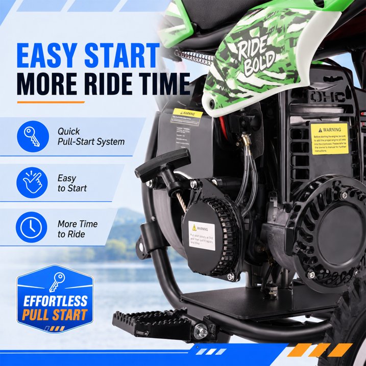 QEASET 39CC Dirt Bike, Mini Bike 4-Stroke Gas Powered off Road with Max Speed 20MPH, Pull Start