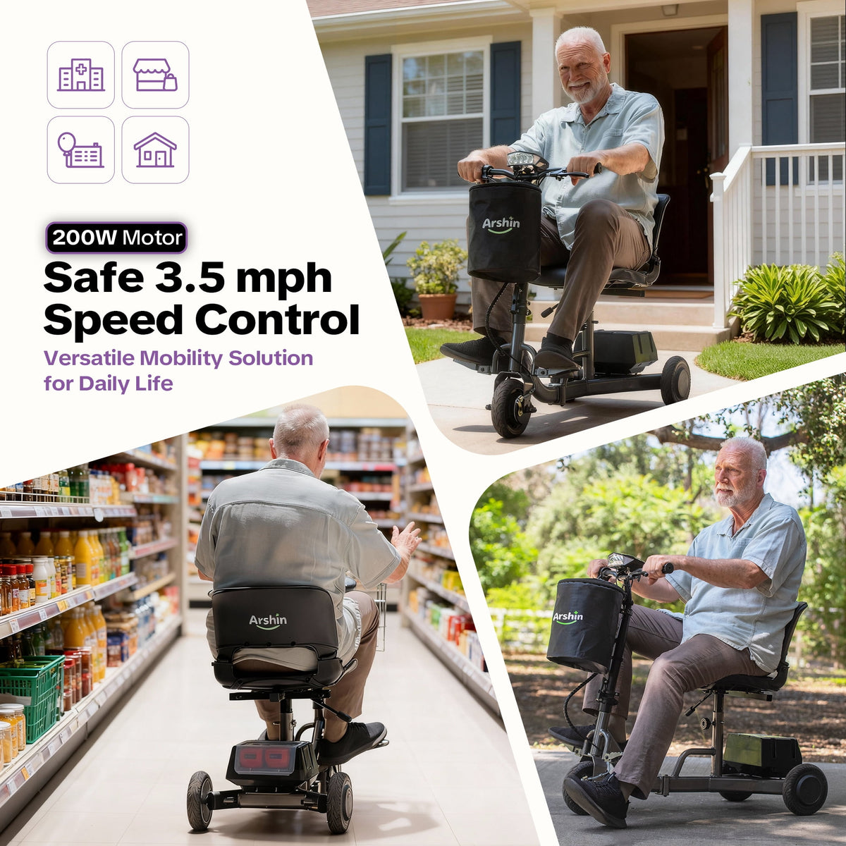 Ostrina Ultra-Lightweight Foldable Mobility Scooters for Seniors & Adults,All Terrain Mobility Scooter with 300lbs,Electric Wheelchair Strong Device for Travel,2 Batteries,Variable Speed(Gunmetal)
