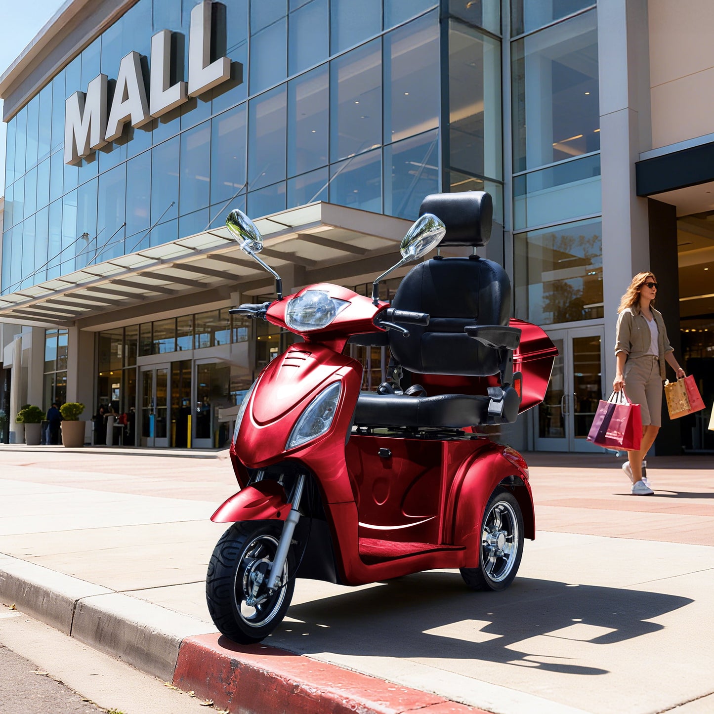 Upgrade Heavy Duty 3 Wheel Mobility Scooter for Seniors & Adults 500lbs Capacity,Arshin Electric Powered Wheelchair Device for Travel,800W All Terrain Mobility Scooter,31 Miles Range,7-15 Mph(Red)