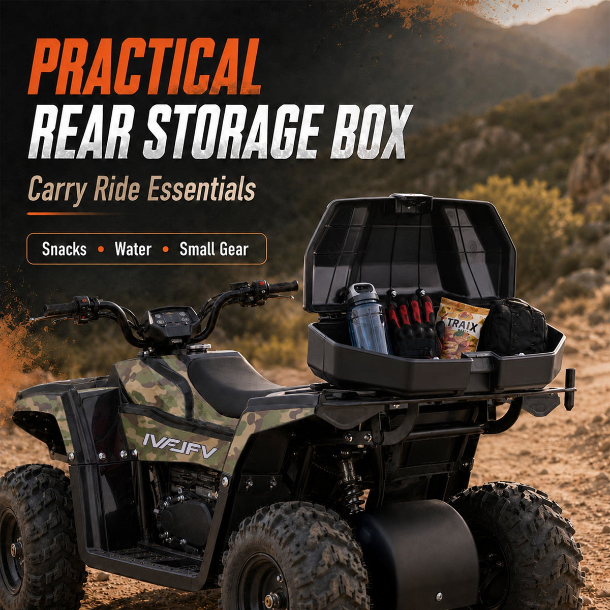 IVFJFV 40cc 4-Stroke 4-Wheeler,Dual-Speed Off-Road Car Gas Four-Wheeler,Gas Powered 4 Wheel with Key Lock & Parent Limited Speed 10-15MPH & Dual Shocks & All-terrain Tire,Chain Drive,Green Camo