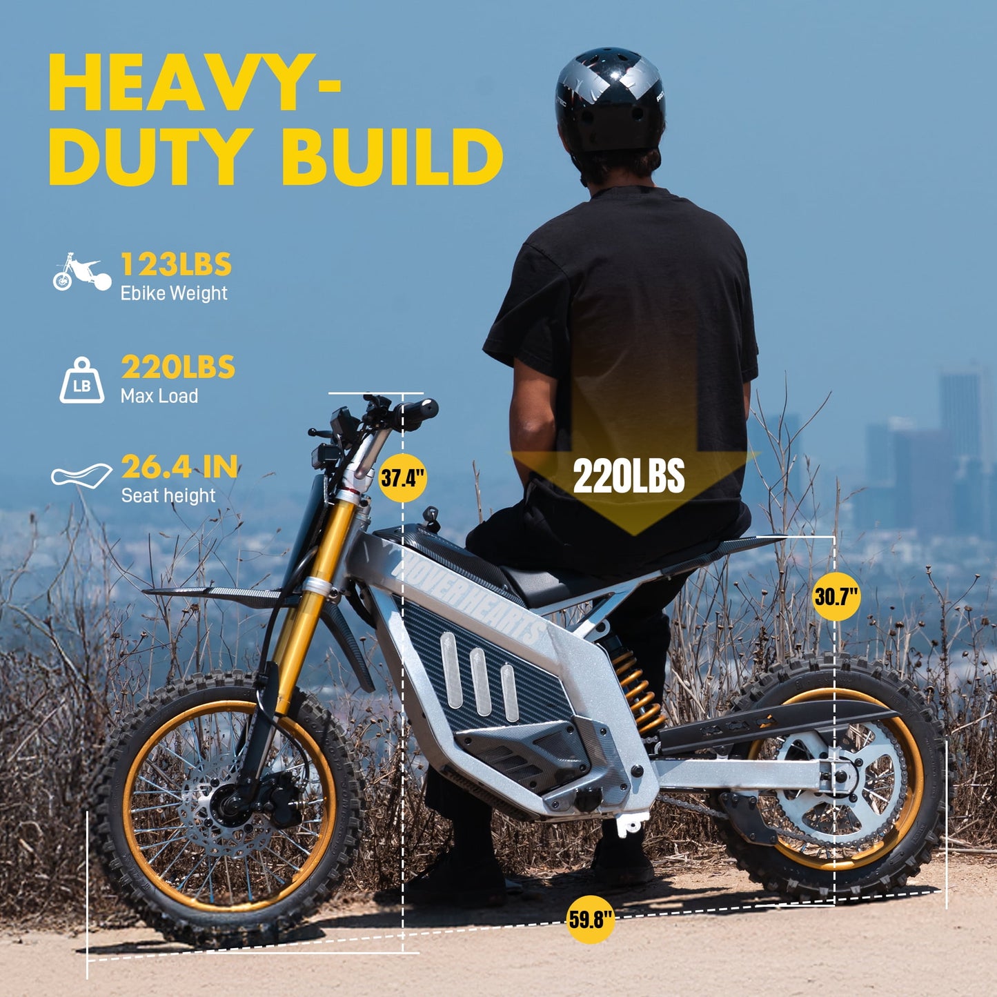 HOVERHEART 48V 3000W(Peak Power)Electric Dirt Bike for Adults - 42Mph Max Speed,Off-Road Motorcycle with Safe LFP Battery and Dual Hydraulic Disc Brakes