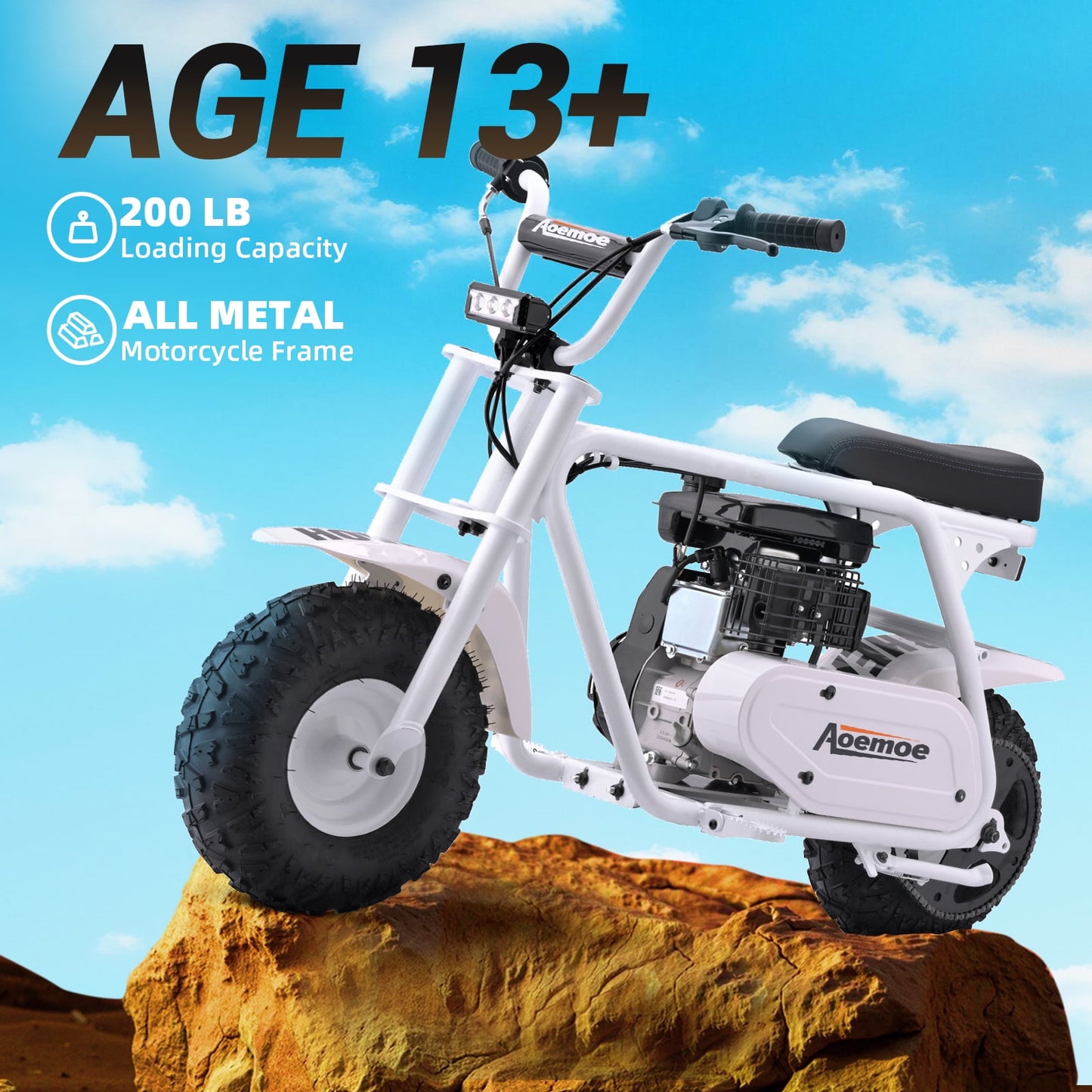 Mini Bike, Gas Dirt Bike, Minibike, Gas Powered Mini Bikes for Adults, 99cc-4 Stroke Pit Bikes with Led, Dirtbike Max Load 200 Lbs, Speed 34.5 KM/H, Perfect Gift
