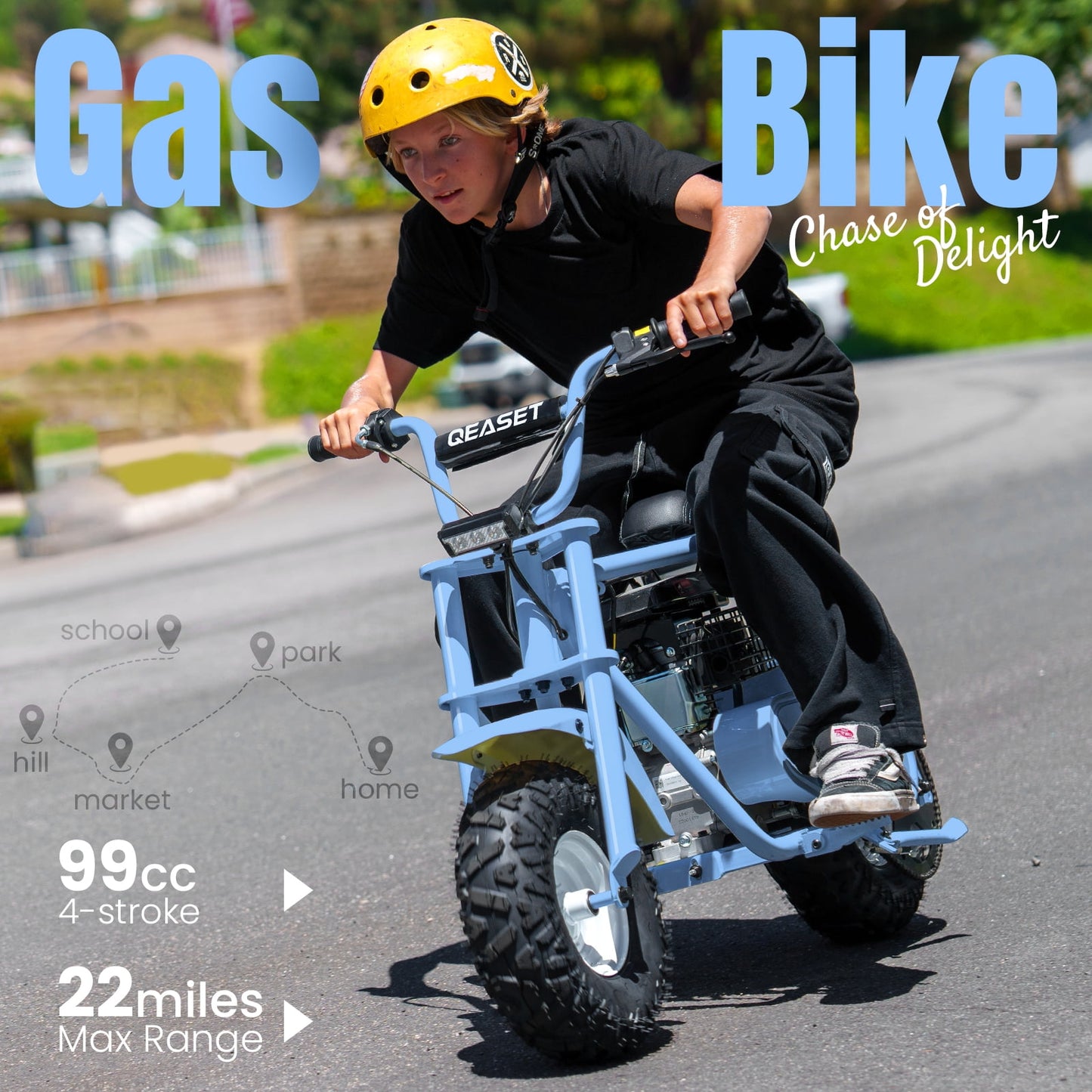 QEASET Mini Dirt Bike – 30 km/h 4-Stroke Off-Road Motorcycle for Teens & Adults,Blue
