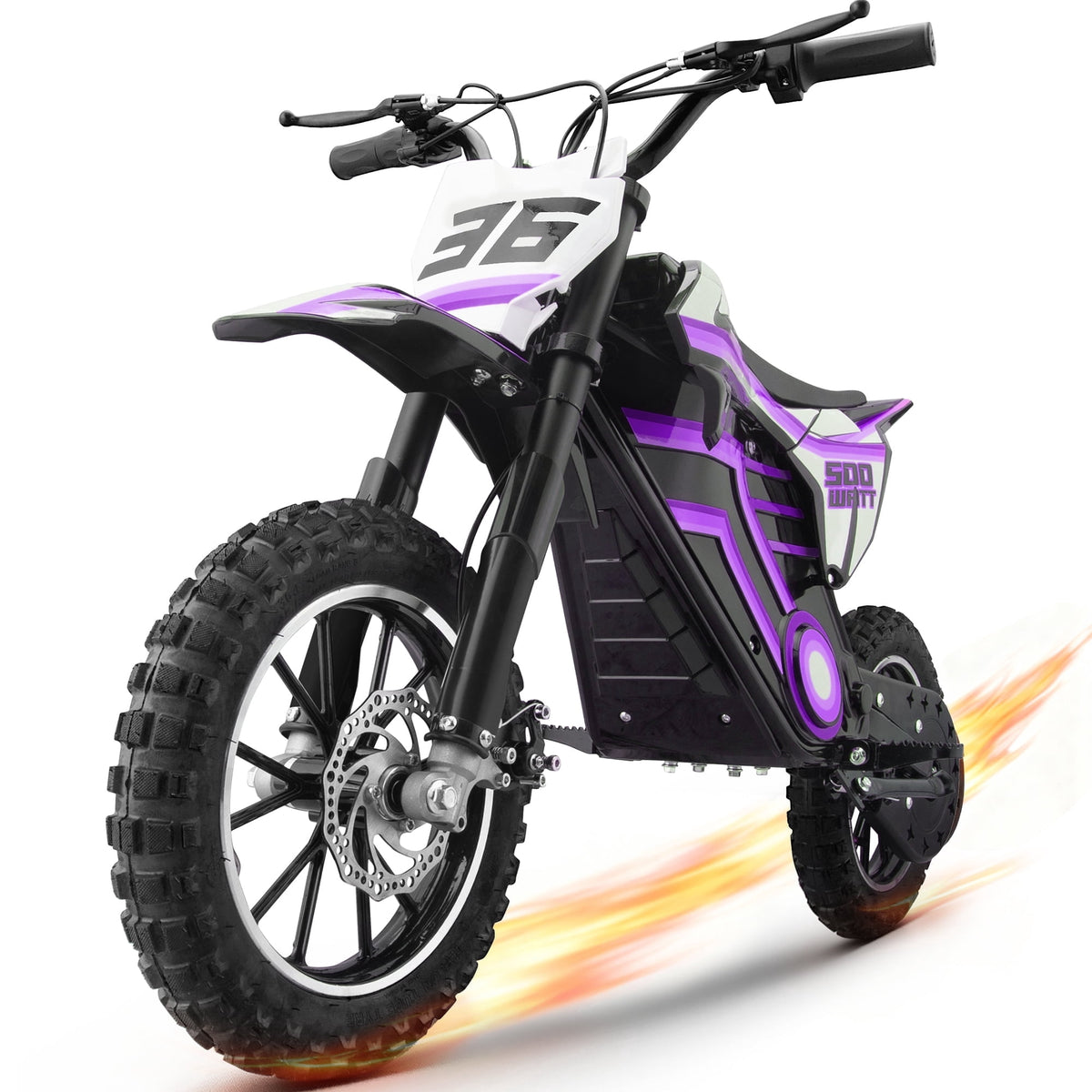 500W Electric Dirt Bike for 12+ and Teens,36V 15Ah Off-Road Electric Motorcycle,Dual Speed Modes & 15.5 MPH Max Speed & 23.6 Mile Range,Disc Brakes & Full Suspension, 165LBS Max Load,Purple