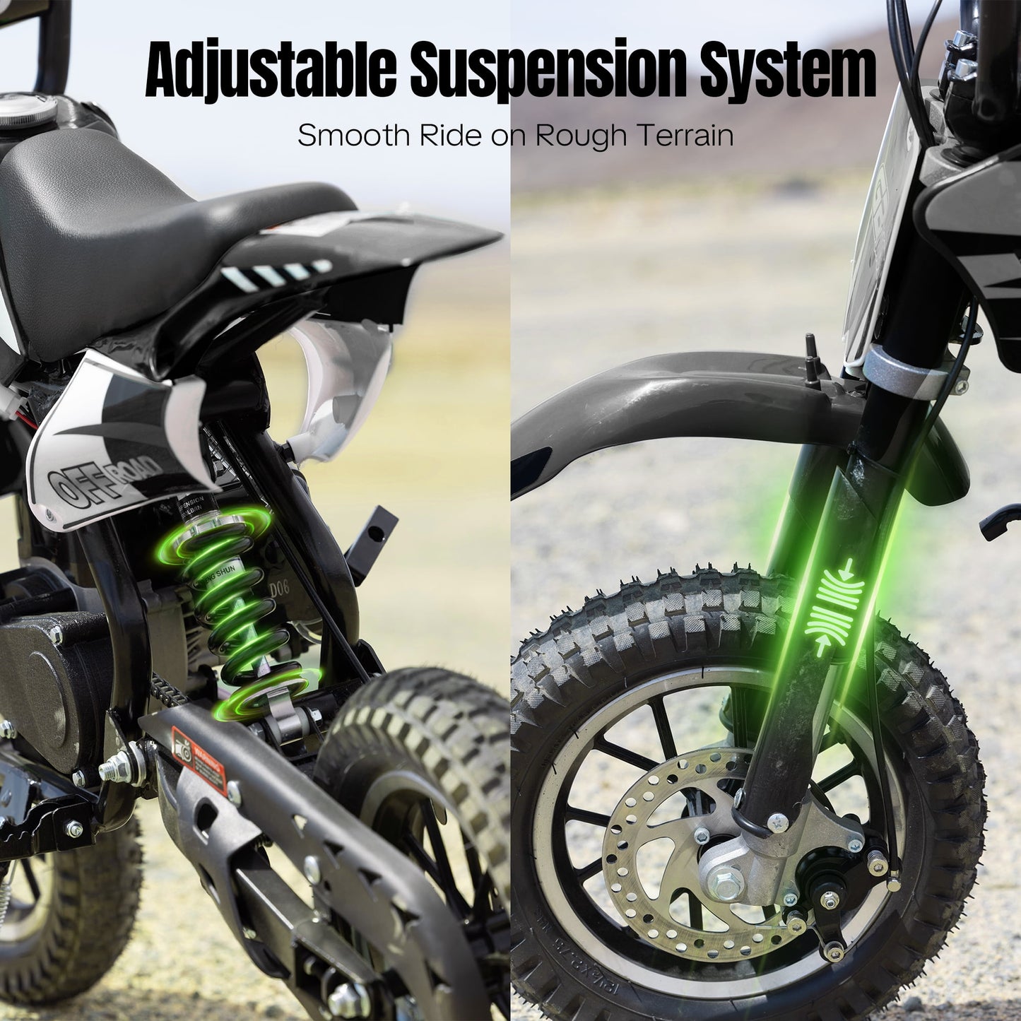 Aoemoe Kids Dirt Bike, Perfect Starter Gas Dirt Bike for adventure,Sturdy 40cc dirt bike for Beginner 45×24×16in,4-Stroke,BLACK