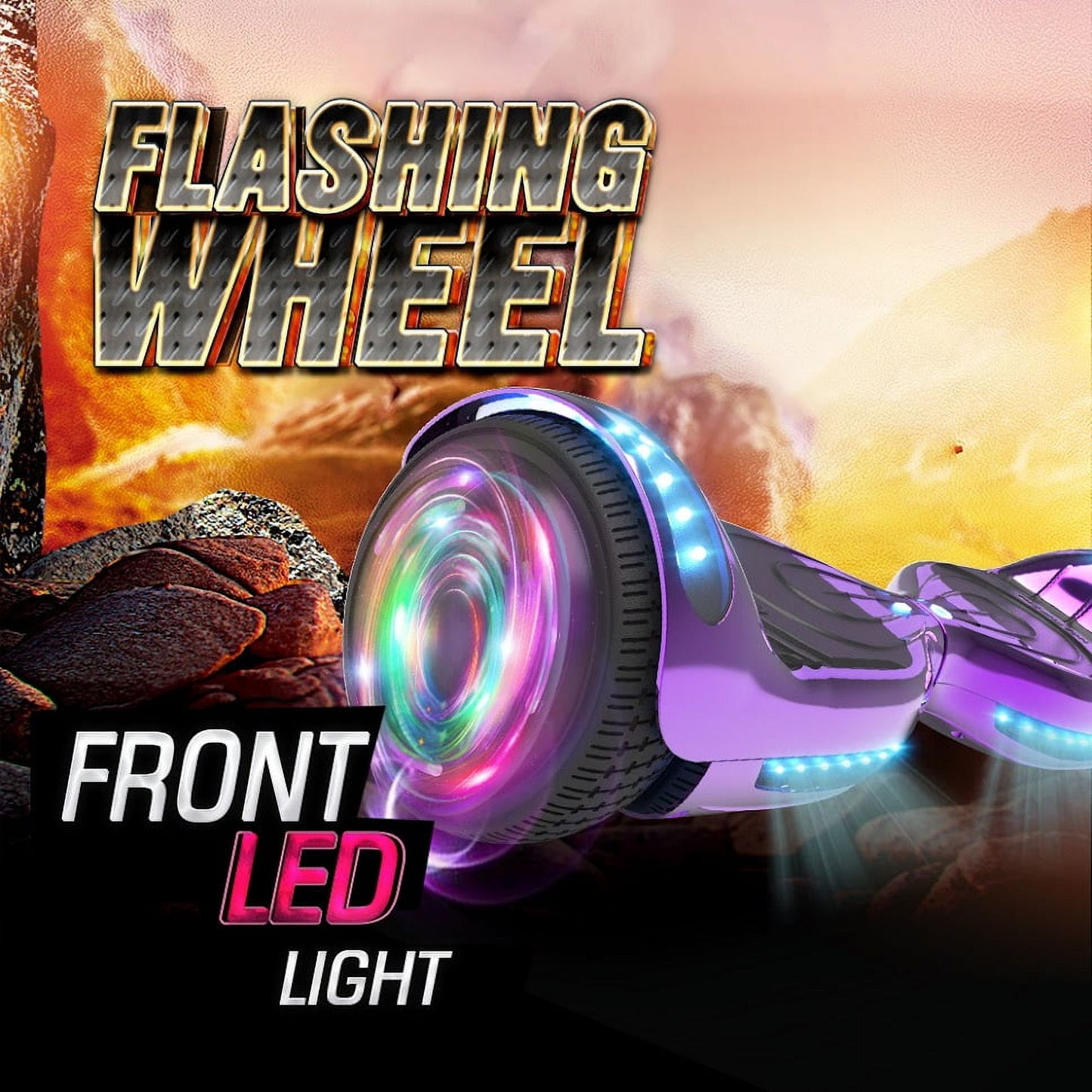 Hoverstar Flash Wheel Hover board 6.5 In. Bluetooth Speaker with LED Light Self Balancing Wheel Electric Scooter , Chrome Purple