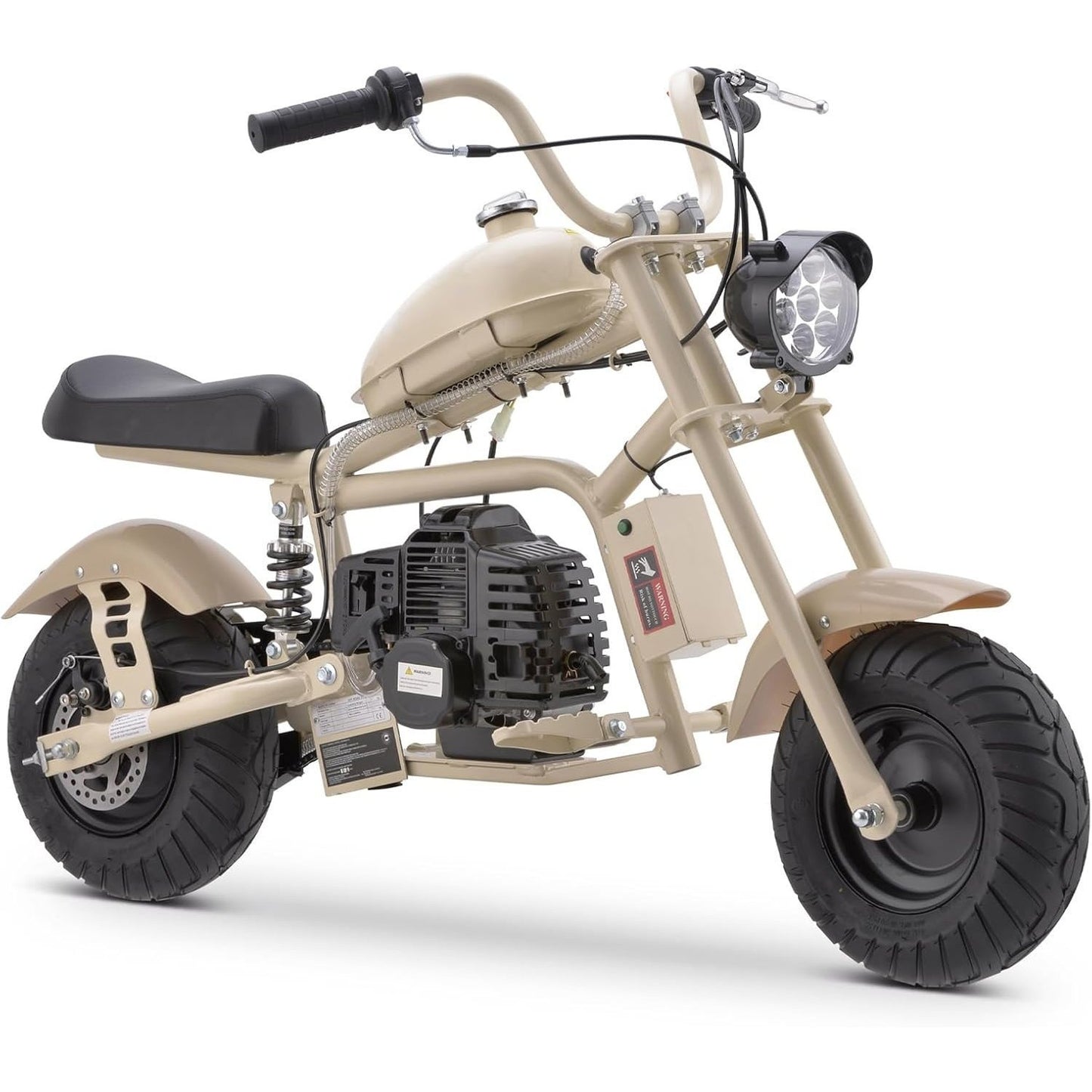 HOVER HEART Gas Mini Chopper Bike, DB003 Model 49.4 CC 2-Stroke Dirt Bike with Rear Shock Absorber, Headlight, Metal Frame, Rear Disc Brakes, Max Load 165Lbs, Up to 20Mph, EPA Approved
