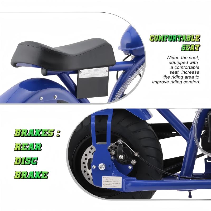 HOVER HEART Gas Mini Chopper Bike,49.4 CC 2-Stroke Dirt Bike Motorcycle with Headlight,Max Load 165Lbs, up to 20mph, EPA Approved