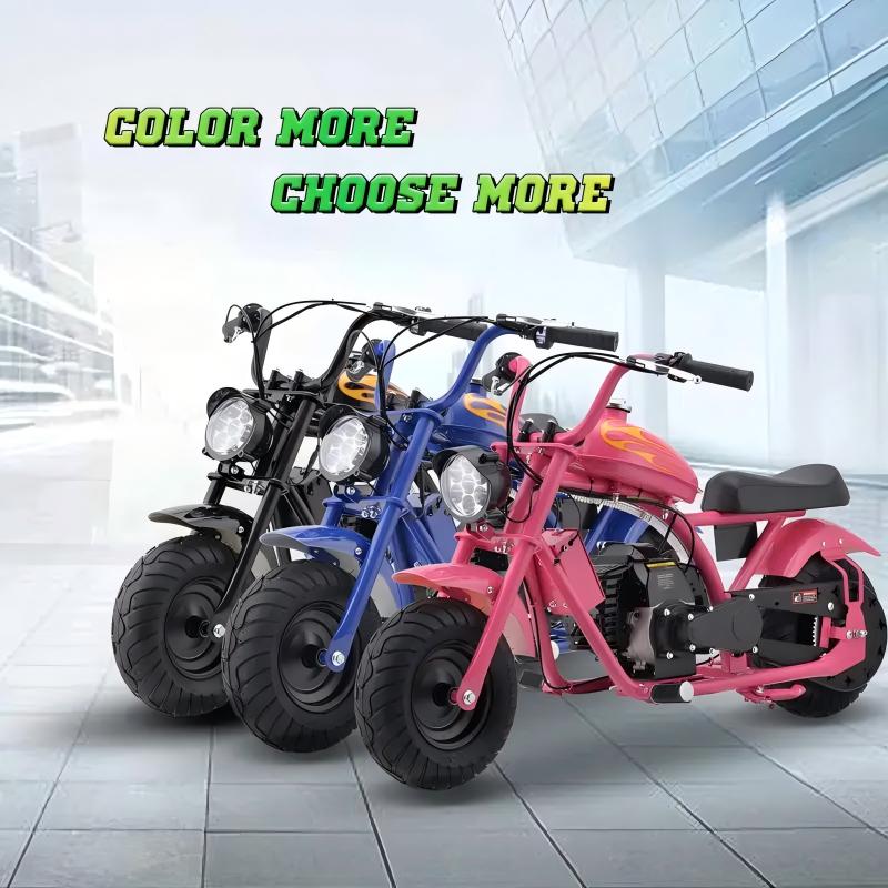 HOVER HEART Gas Mini Chopper Bike, DB004 Model 49.4 CC 4-Stroke Dirt Bike with Big Headlight, Premium Tire, Metal Frame, Disc Brakes, Max Load 165Lbs, Up to 20Mph, EPA Approved